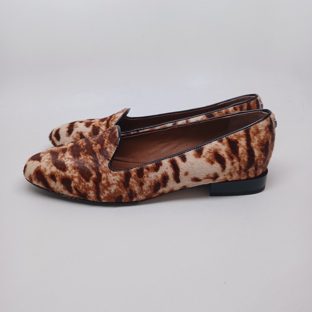 Donald Pliner Womens Leopard Calf Hair Reena Loafers Flats Brown Tan US 8.5 M - Picture 2 of 13